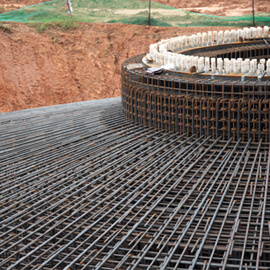 foundations made with rebar in a construction